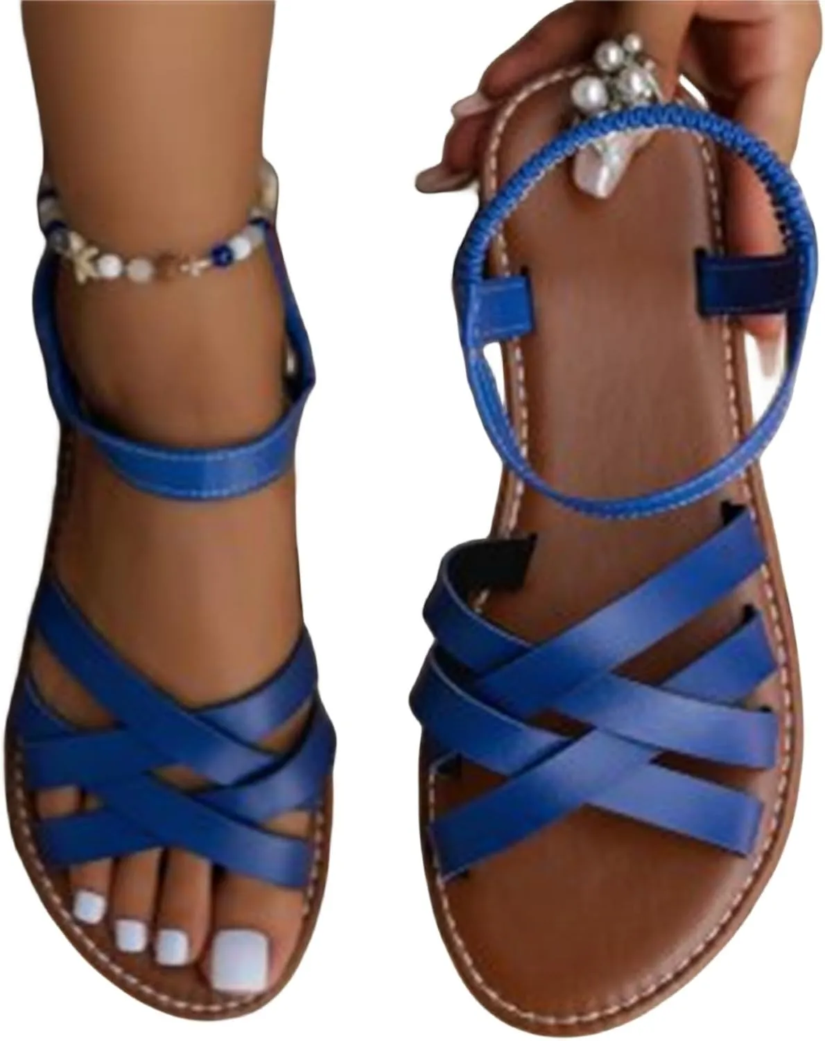 Women's Gladiator Strap Sandals Flat Fisherman Thong Cross Strappy Leathe Casual Woven - Braided Sandals, Beach Dressy Summer Rope Bohemian Summer Comfy Boho Flats Teen Girls Spring Shoes