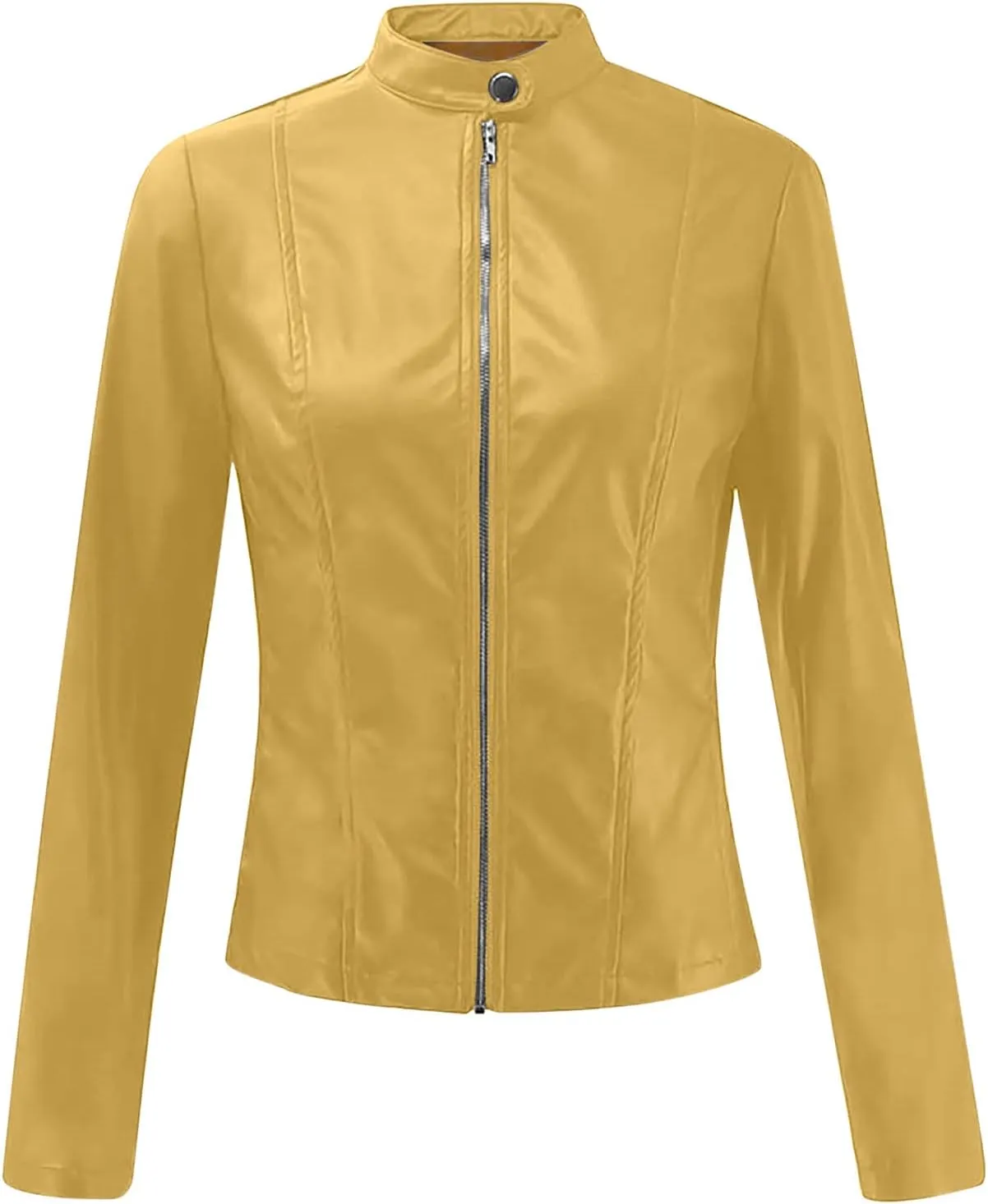 Women's Leather Jackets, Faux Motorcycle Moto Biker Coat Short Quilted Lightweight Vegan Pu Leather Fashion Outerwear