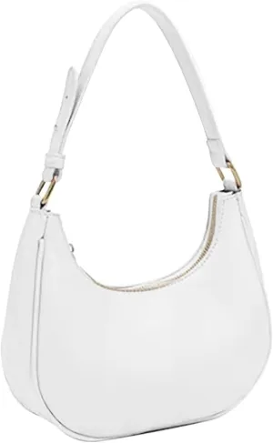 Women's Leisure Fashion Solid Color Contrast One Shoulder Versatile PU Dumpling Bun Shoulder Bag for (White, One Size)