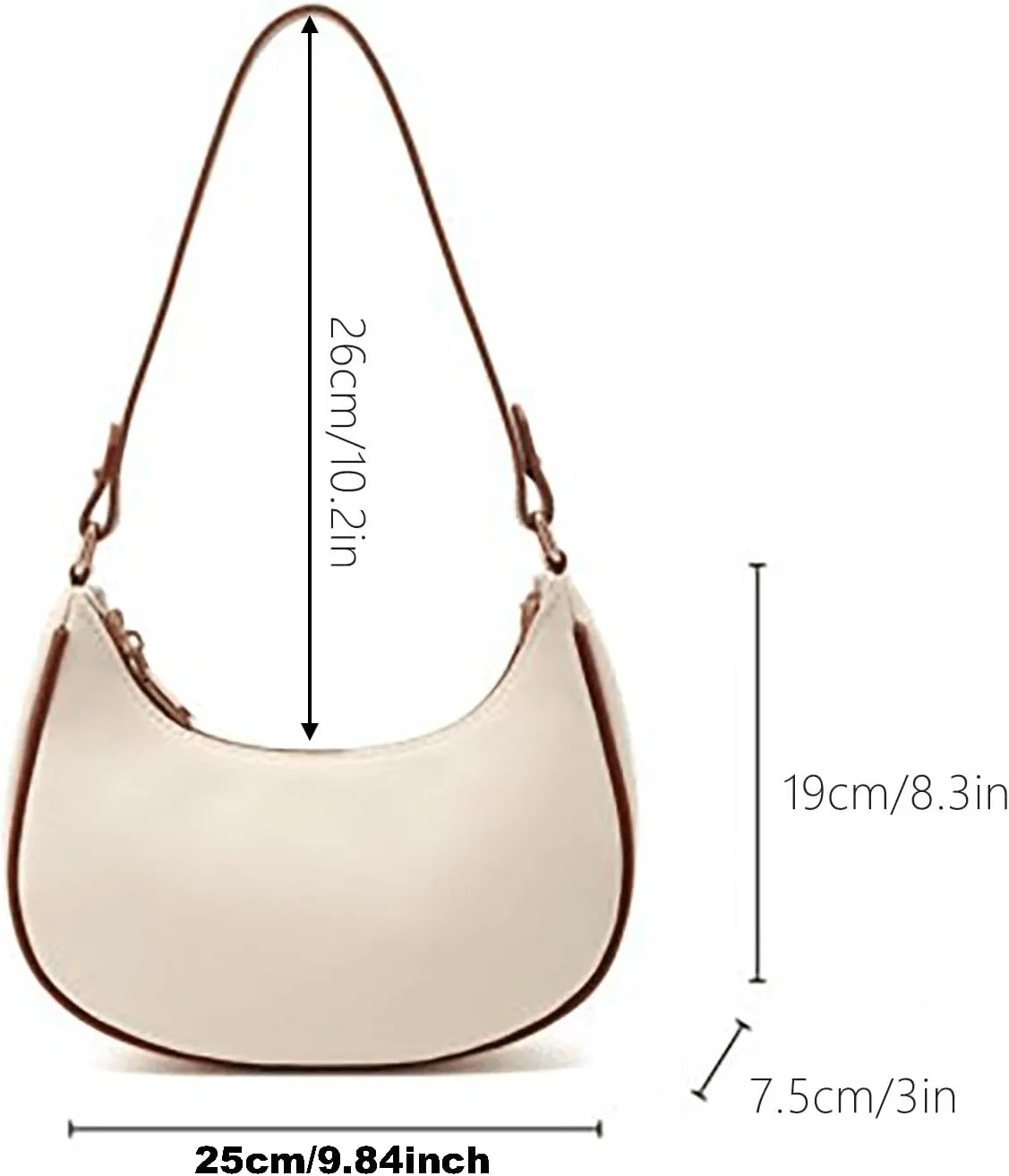 Women's Leisure Fashion Solid Color Contrast One Shoulder Versatile PU Dumpling Bun Shoulder Bag for (White, One Size)
