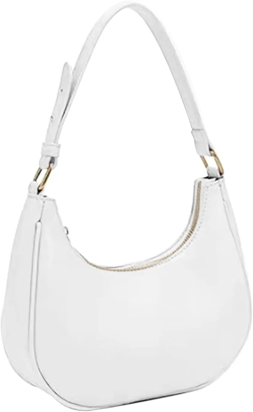 Women's Leisure Fashion Solid Color Contrast One Shoulder Versatile PU Dumpling Bun Shoulder Bag for (White, One Size)