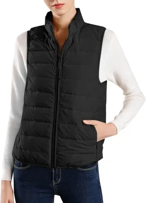 Women's Lightweight Quilted Softshell Vest Winter Windproof Puffer Vests Full Zip Up Sleeveless Down Coats Jackets