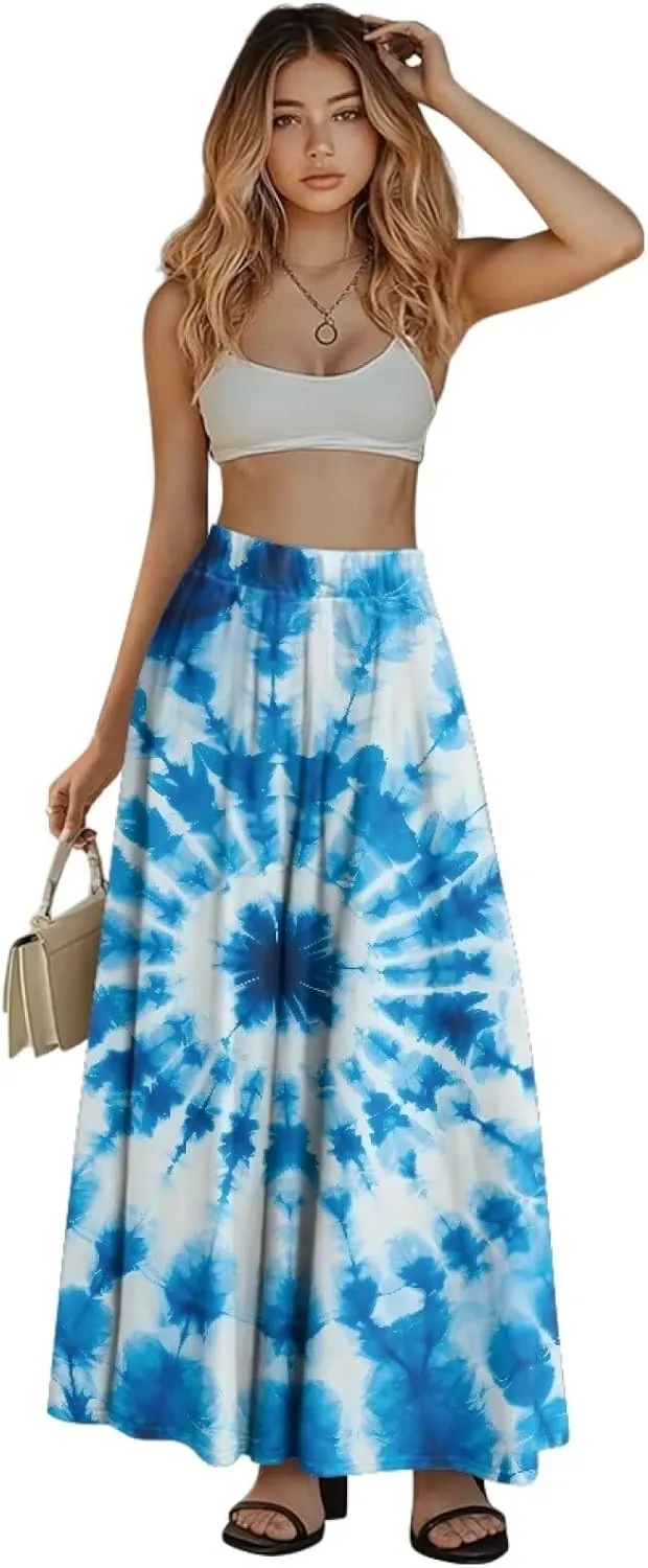 Womens Midi Long Length Skirts with Pockets, High Waist Swing Long Skirts Ultra-Soft Summer Fall Work Skirts