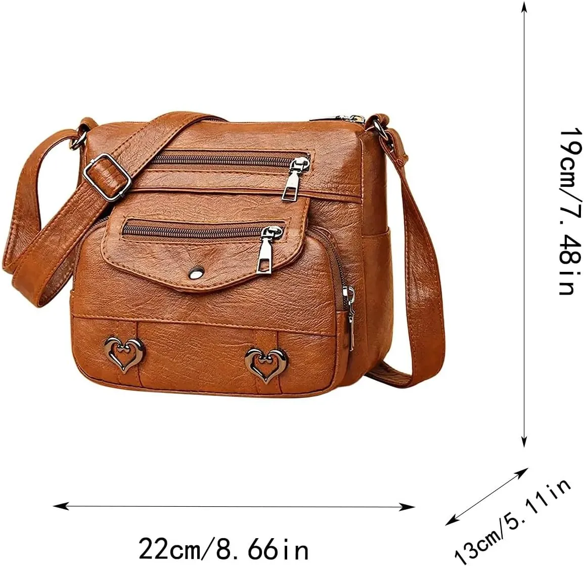 Women's Multi-Pocket Shoulder Bags Crossbody Purses and Handbags Lightweight Pocketbook Womens Shoulder Purse(Brown)