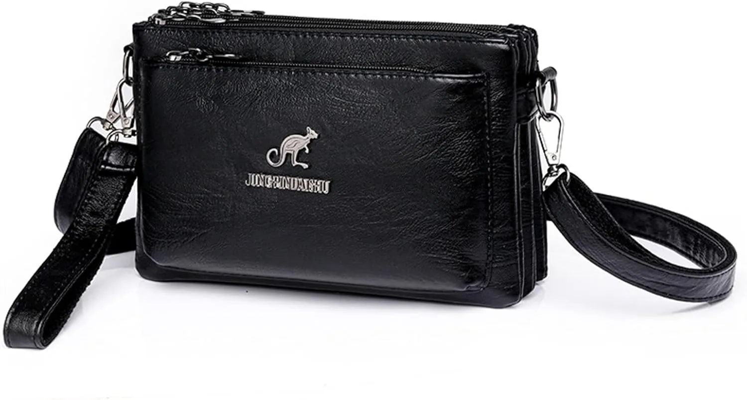 Women's Multi-Pocket Shoulder Bags Women's Crescent Shoulder Bags with Adjustable Strap Lightweight Carry on Bag(Black)