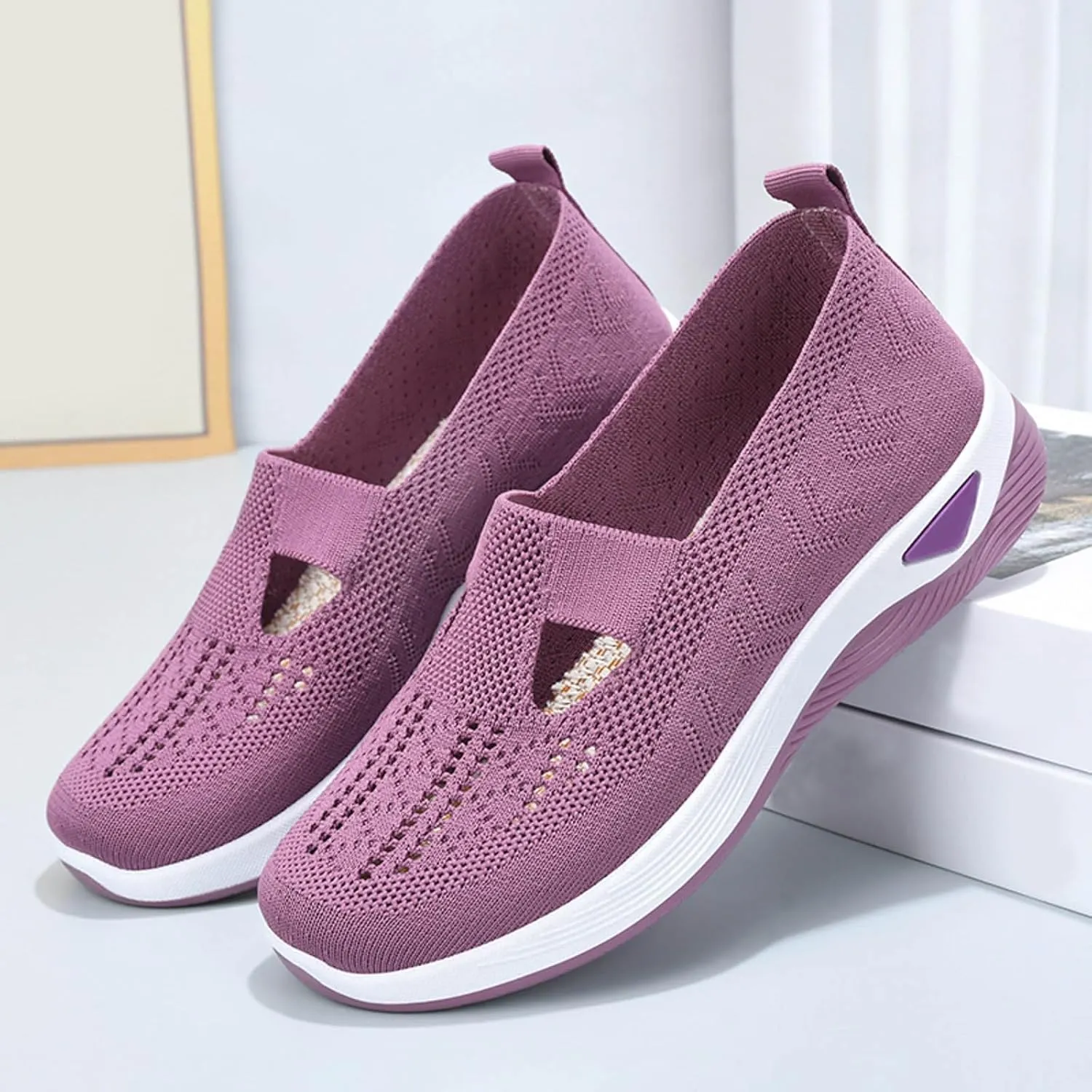 Womens Orthopedic Diabetic Walking Shoes Slip On Sneakers with Arch Support Comfortable Casual Loafers Plantar Fasciitis Foot Pain Relief