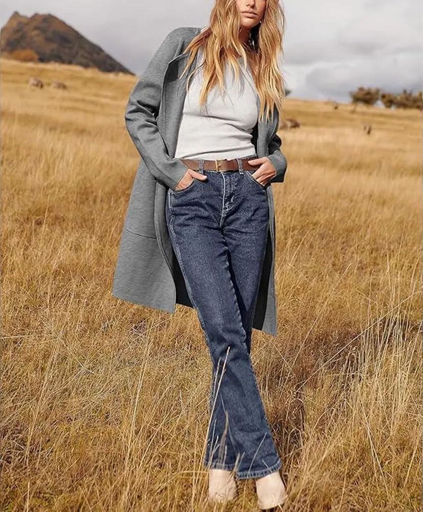 Women's Oversized Open Front Long Cardigans Casual Jacket Coats Long Sleeve Cable Knit Sweaters Outerwear for Fall