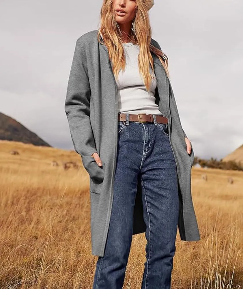 Women's Oversized Open Front Long Cardigans Casual Jacket Coats Long Sleeve Cable Knit Sweaters Outerwear for Fall