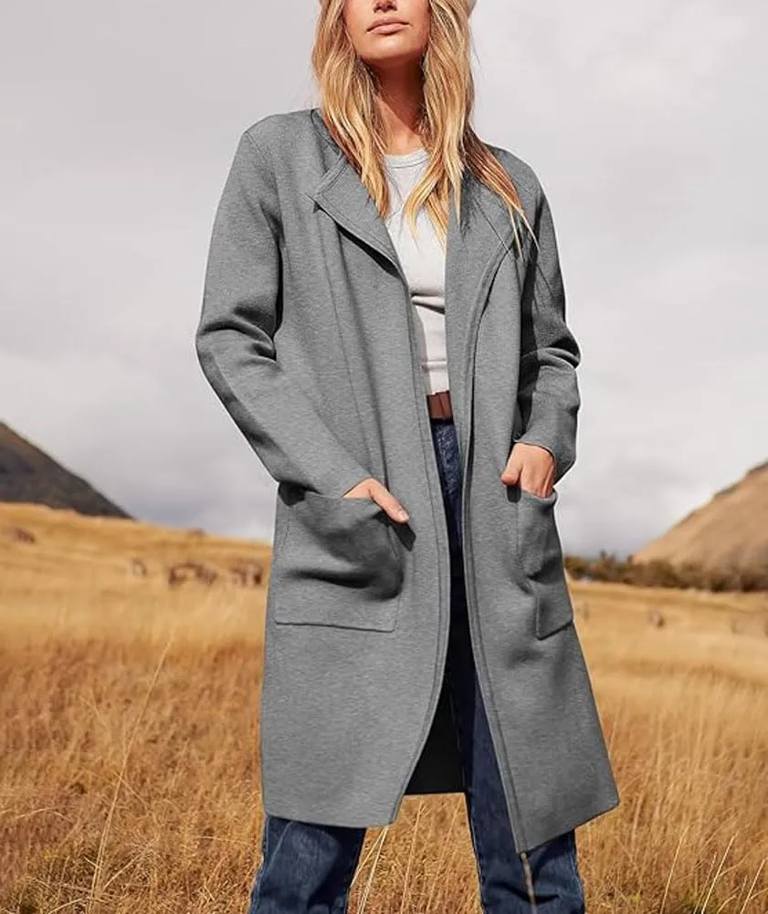 Women's Oversized Open Front Long Cardigans Casual Jacket Coats Long Sleeve Cable Knit Sweaters Outerwear for Fall