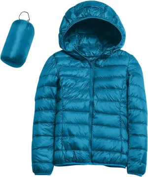 Womens Puffer Jacket Winter Warm Packable Coat Ultra Lightweight Jacket Slim Fit Hooded Jacket Short Duck Down Coat