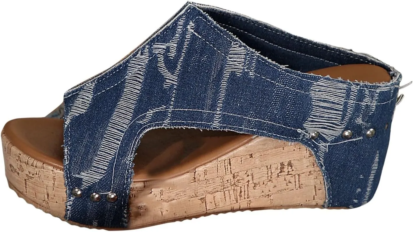 Womens Sandals Comfortable Dressy 2 Adjustable Buckle Slippers Sandal With Arch Support Slip On Outdoor Slipper Wedge Flats