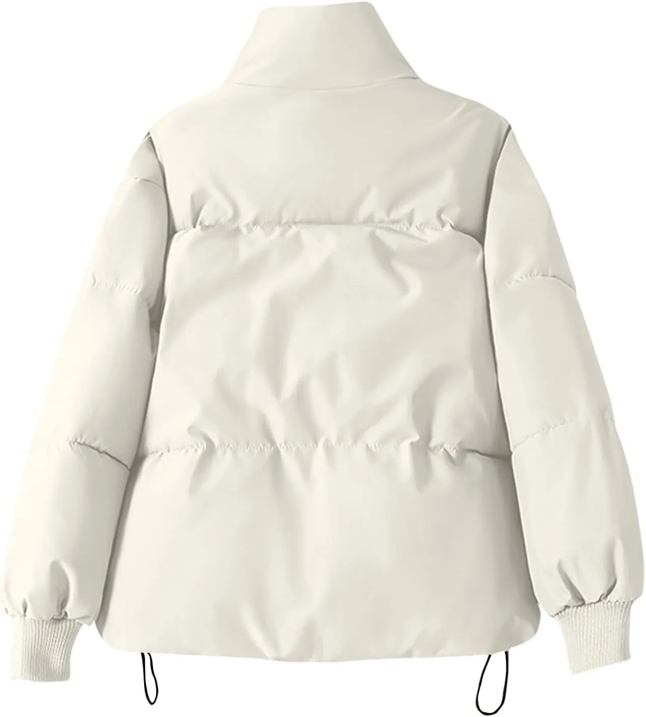 Women's Trendy Puffer Jacket Zipper Long Sleeve Thicken Warm Loose Casual Down Coat Cardigan Lapel Short Bread Jacket