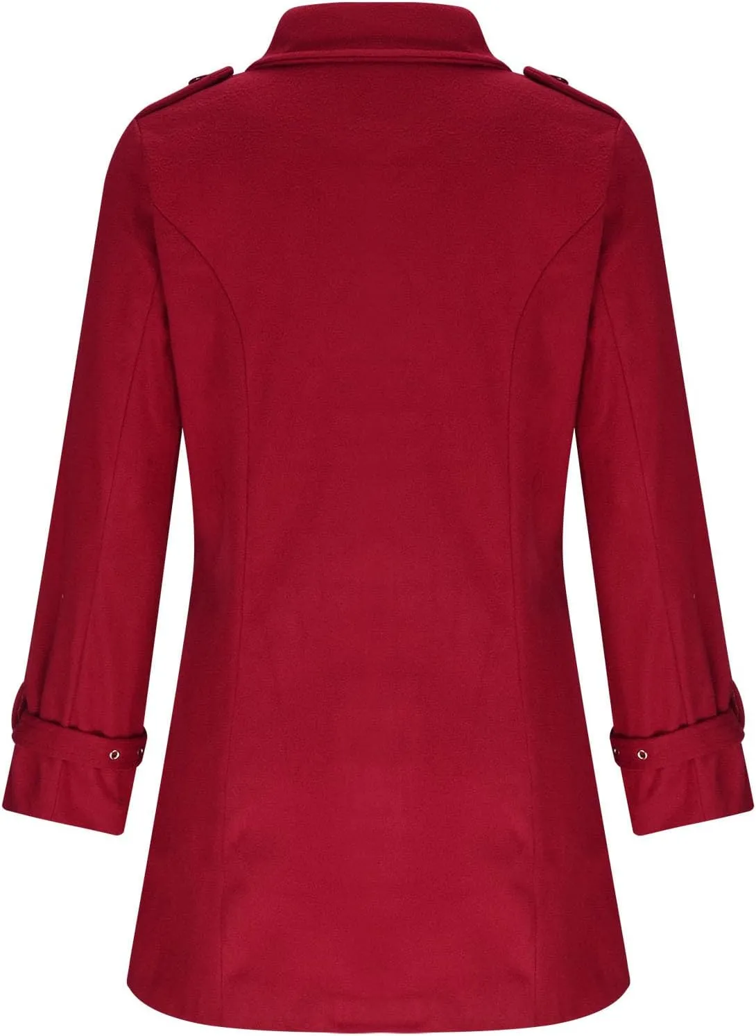Women's Trendy Woolen Coat Long Sleeve Button V-Neck Casual Jacket Cardigan Solid Color Slim Fashion Overcoat