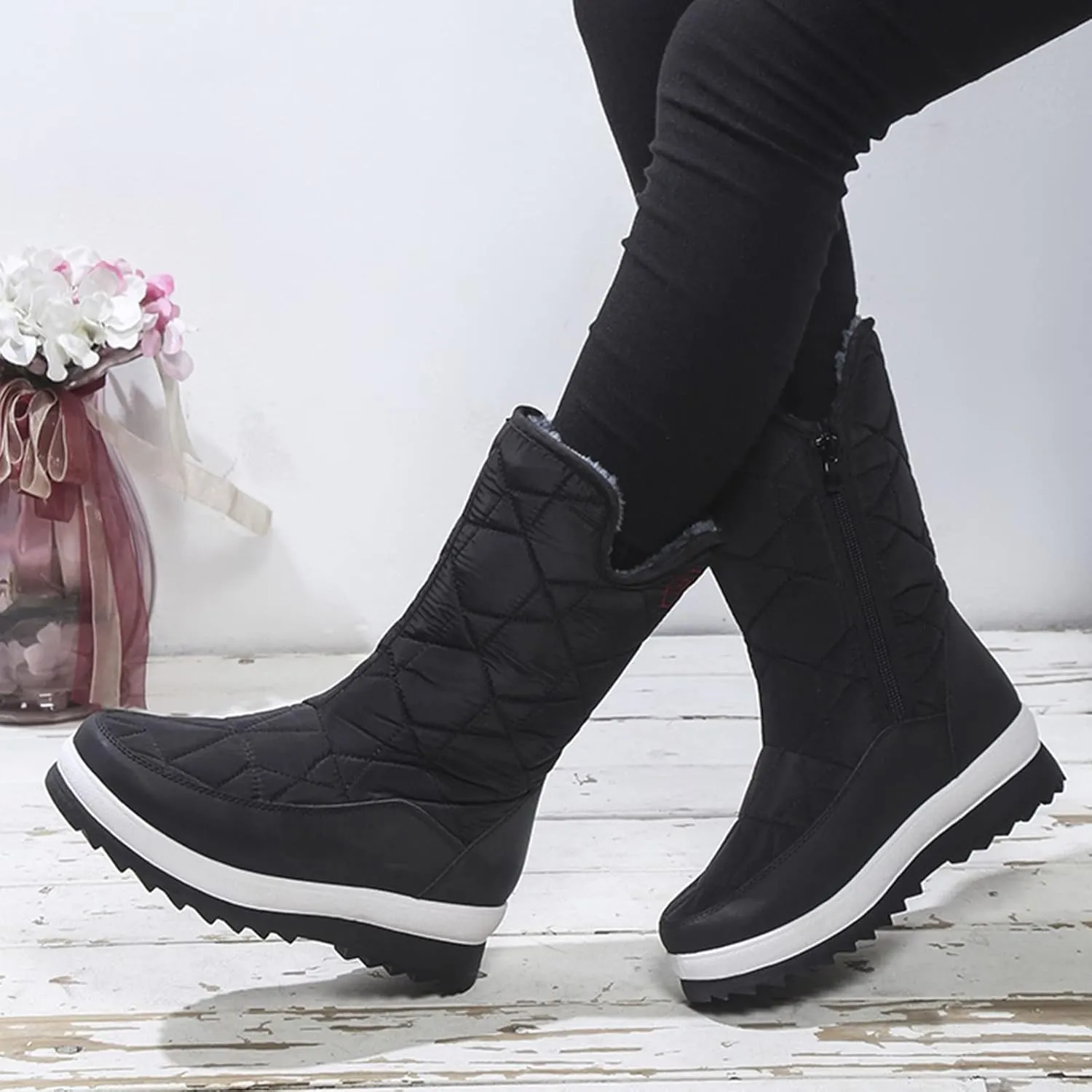 Women's Waterproof Non-Slip Warm Ankle Snow Boots Snow Boots for Women Cute Size 12 Women's Ankle Winter Boots Wide Width Winter Boot Women Waterproof Botas De Invierno Para Mujer Contra Agua