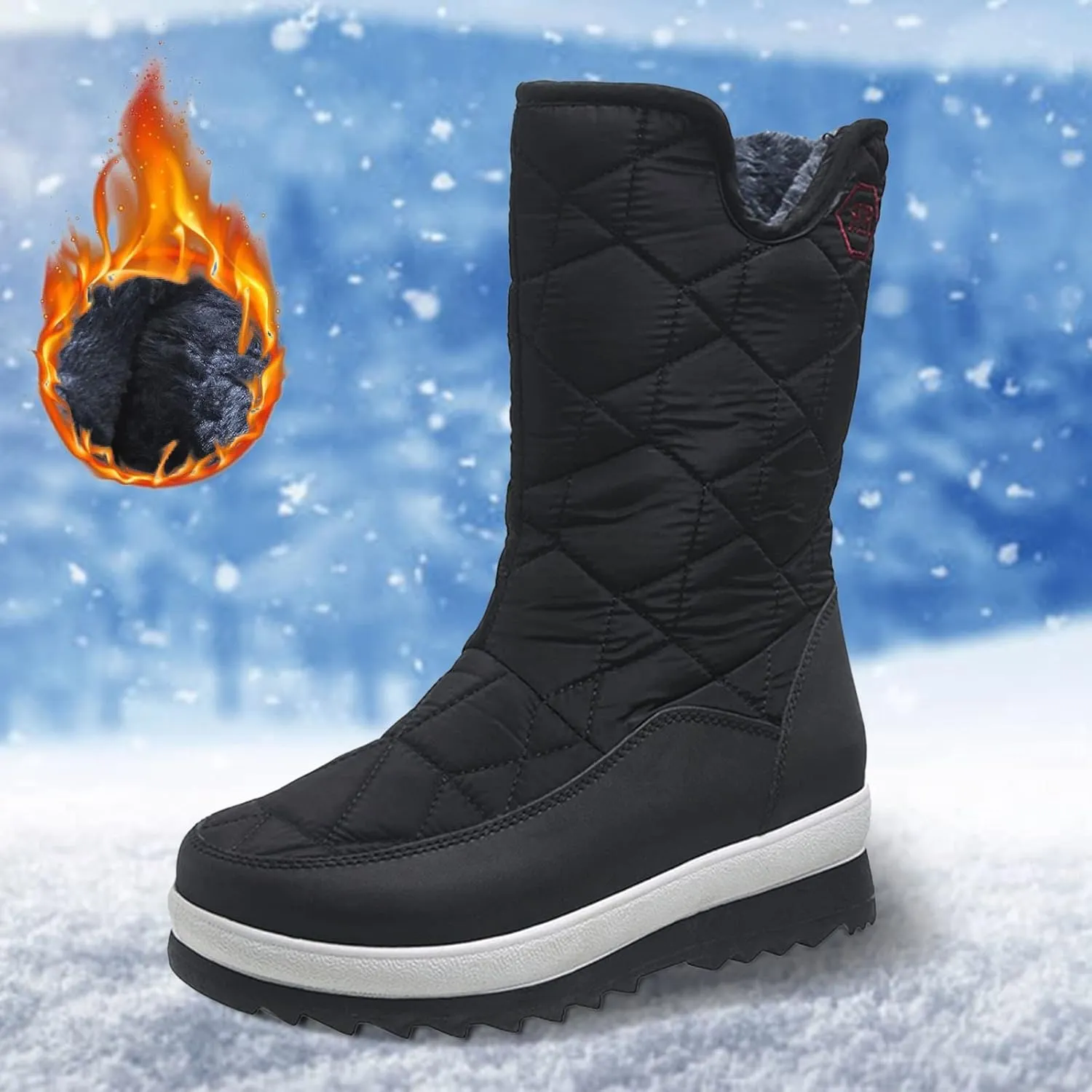 Women's Waterproof Non-Slip Warm Ankle Snow Boots Snow Boots for Women Cute Size 12 Women's Ankle Winter Boots Wide Width Winter Boot Women Waterproof Botas De Invierno Para Mujer Contra Agua