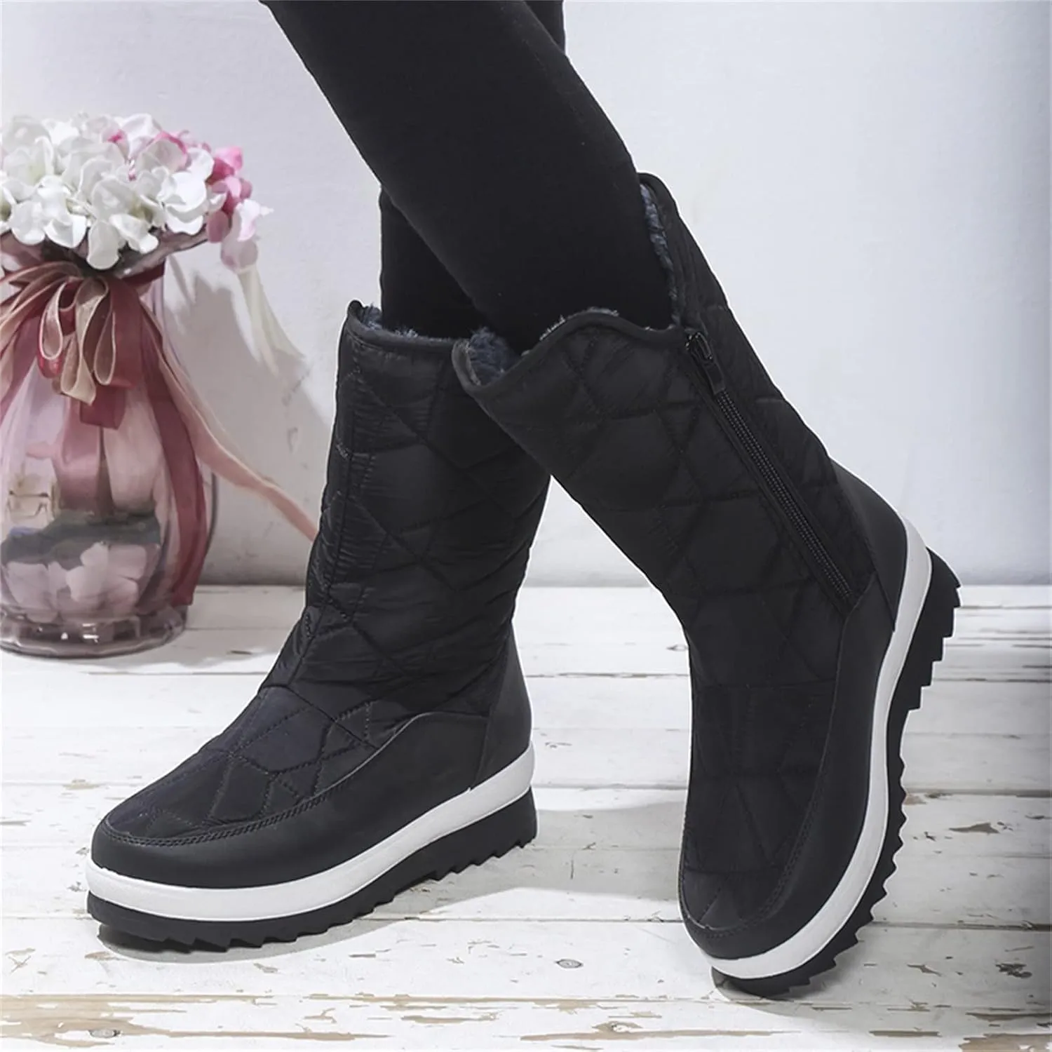 Women's Waterproof Non-Slip Warm Ankle Snow Boots Snow Boots for Women Cute Size 12 Women's Ankle Winter Boots Wide Width Winter Boot Women Waterproof Botas De Invierno Para Mujer Contra Agua