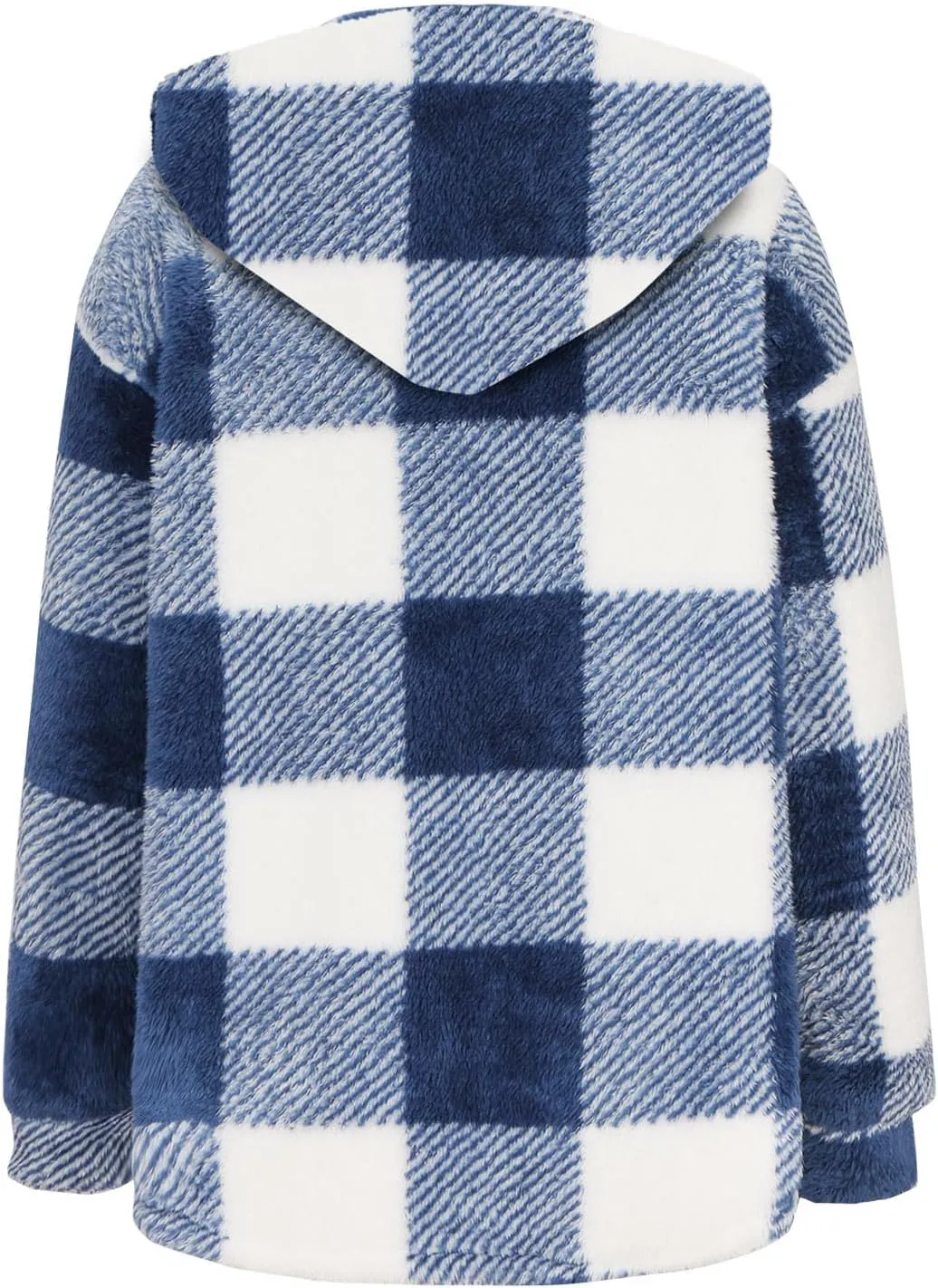 Womens Winter Coats Warm Plush Hooded Jackets Zip Up Button Cardigan Trendy Plaid Fleece Fuzzy Outerwear
