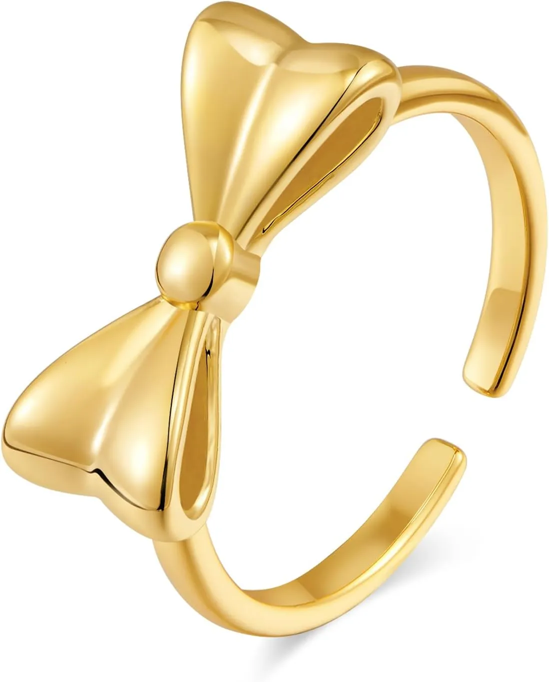 WOWORAMA Gold Bow Rings for Women Cute BowKnot Bow Tie Ring Adjustable Open Rings Stacking Thin Band Rings Minimalist Love Gold Rings