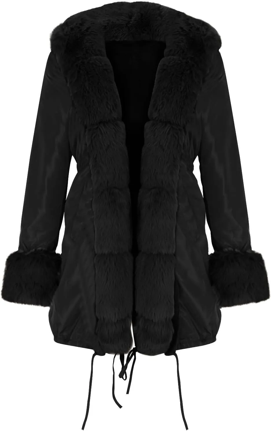 WYTong Womens Winter Long Coats Thicken Warm Quilted Jacket With Fur Hooded Full Zip Up Long Outwear with Pockets