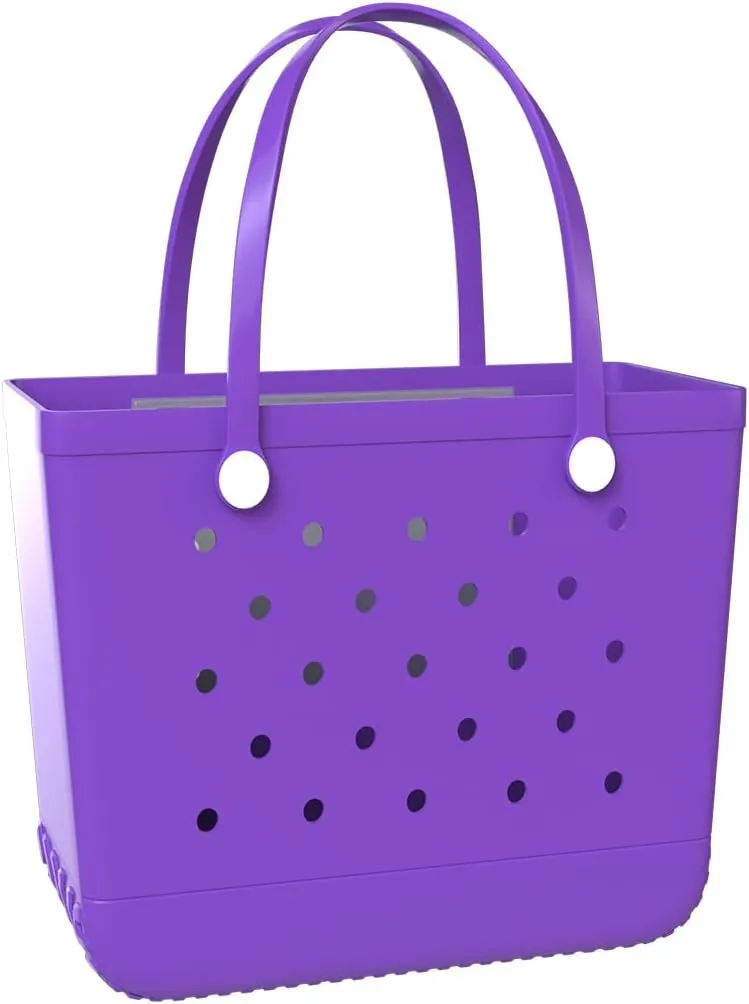 X-Large Beach Tote, Waterproof Zipper Inner Bag, Washable Durable Rubber Tote, Leisure and Storage Bag