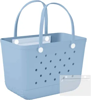 X-Large Rubber Beach Bag Travel Tote Bag with Waterproof Zipper Pocket, Washable Durable Rubber Beach Tote Mom gift