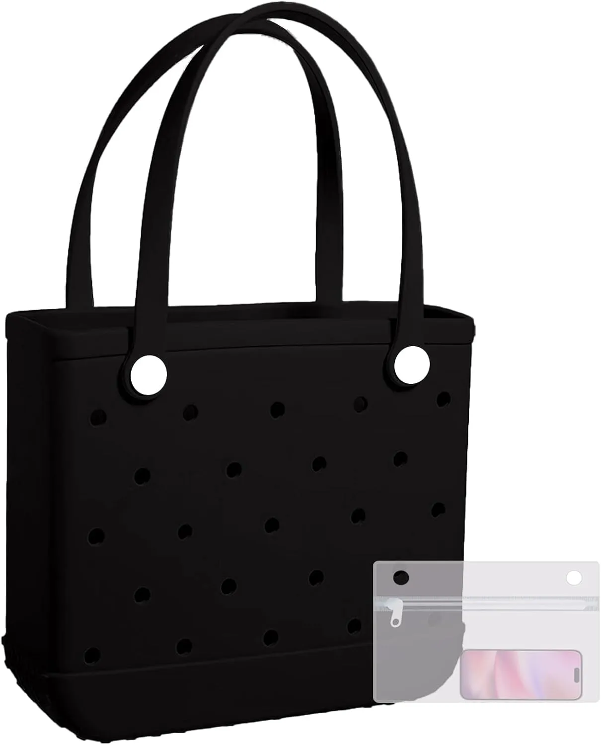 X-Large Rubber Beach Bag Travel Tote Bag with Waterproof Zipper Pocket, Washable Durable Rubber Beach Tote Mom gift