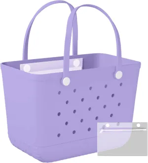 X-Large Rubber Beach Bag Travel Tote Bag with Waterproof Zipper Pocket, Washable Durable Rubber Beach Tote Mom gift