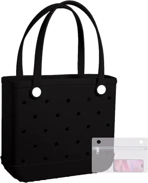 X-Large Rubber Beach Bag Travel Tote Bag with Waterproof Zipper Pocket, Washable Durable Rubber Beach Tote Mom gift