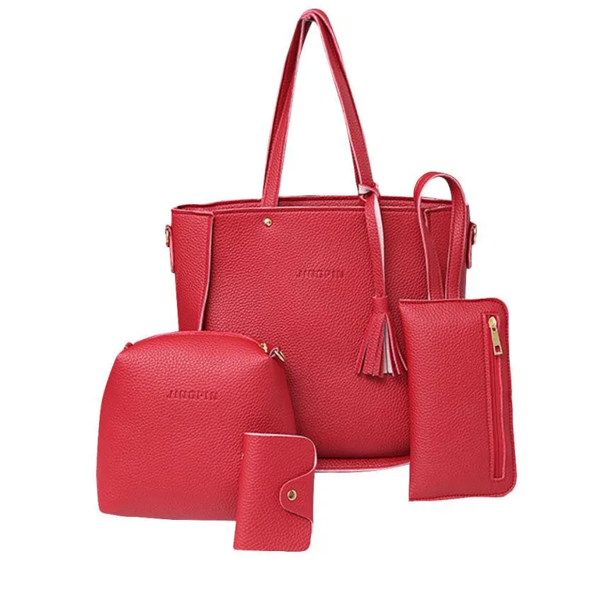 Xiniu 4 PCS women bag set leather 2017 Shoulder Bags women messenger bag small clutches Handbag Dropshipping #6M
