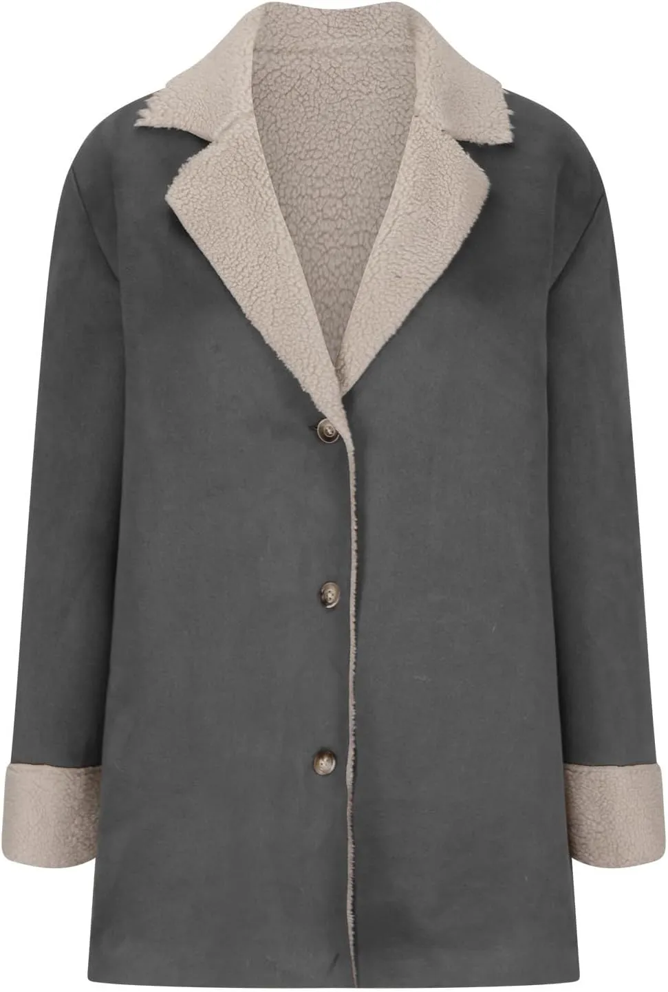 XUNRYAN Womens Trench Coat Long Faux Suede Leather Jackets Winter Cardigan Lightweight Sherpa Fleece Coat 2024 Fashion