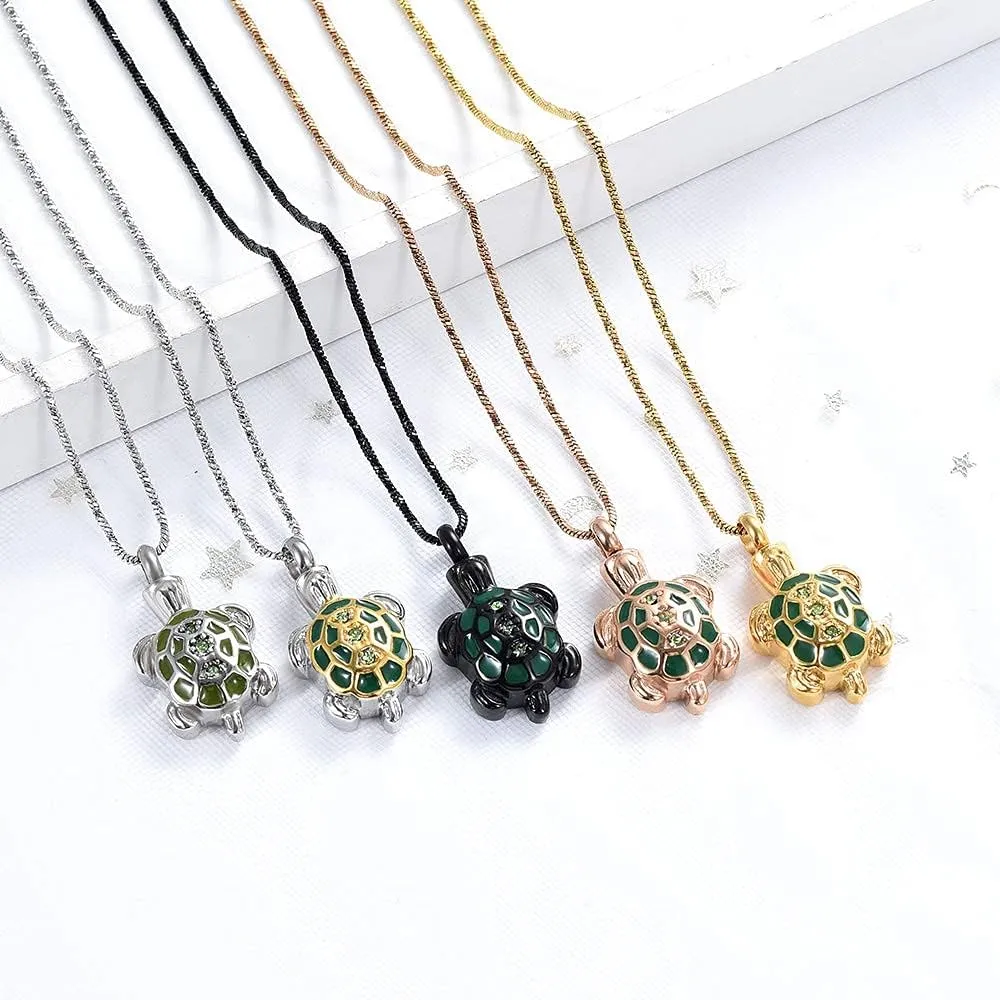 Yinplsmemory Cremation Jewelry for Ashes Turtle Urn Necklace for Ashes Keepsake Holder Memorial Jewelry for Women/Men