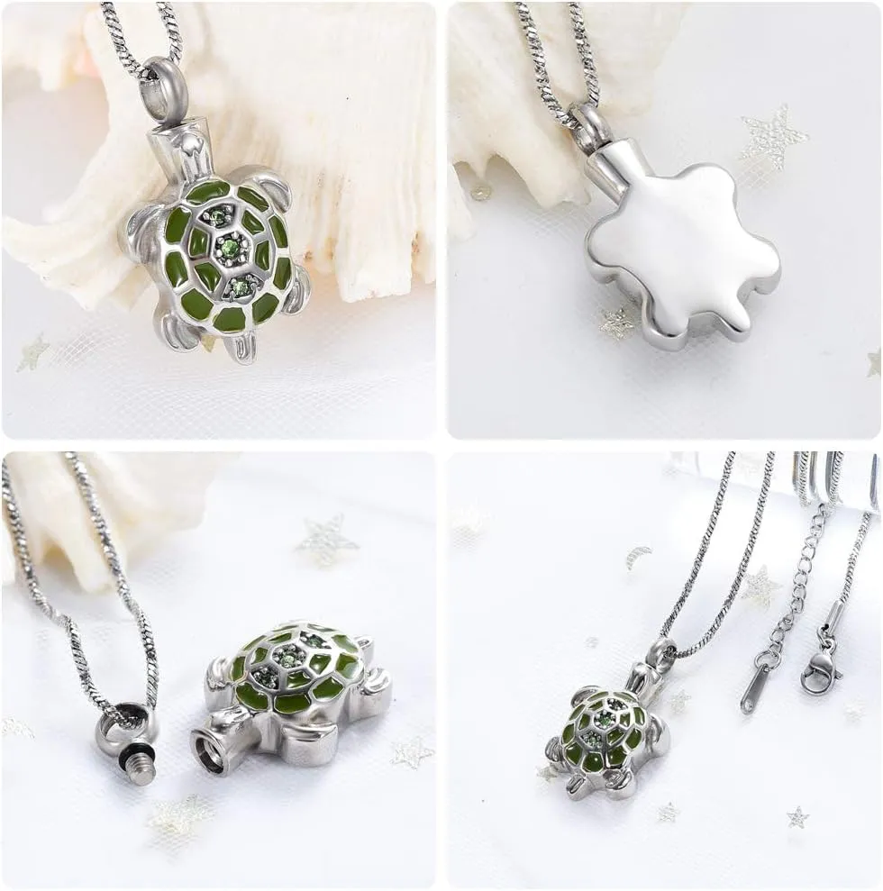 Yinplsmemory Cremation Jewelry for Ashes Turtle Urn Necklace for Ashes Keepsake Holder Memorial Jewelry for Women/Men