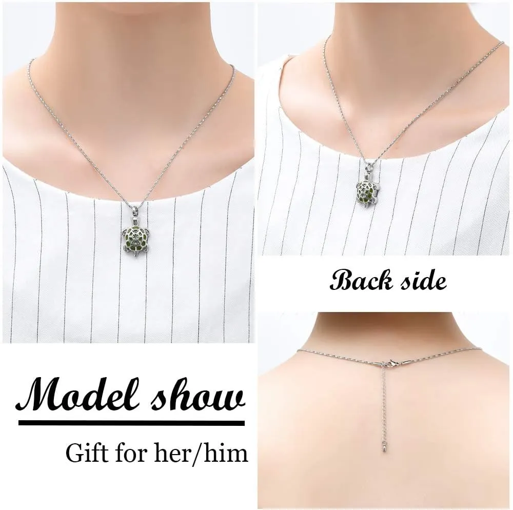 Yinplsmemory Cremation Jewelry for Ashes Turtle Urn Necklace for Ashes Keepsake Holder Memorial Jewelry for Women/Men
