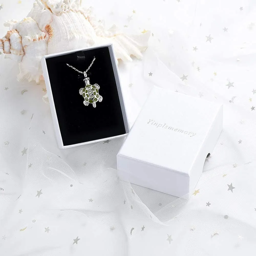Yinplsmemory Cremation Jewelry for Ashes Turtle Urn Necklace for Ashes Keepsake Holder Memorial Jewelry for Women/Men