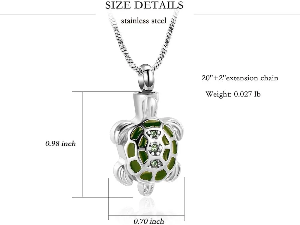 Yinplsmemory Cremation Jewelry for Ashes Turtle Urn Necklace for Ashes Keepsake Holder Memorial Jewelry for Women/Men