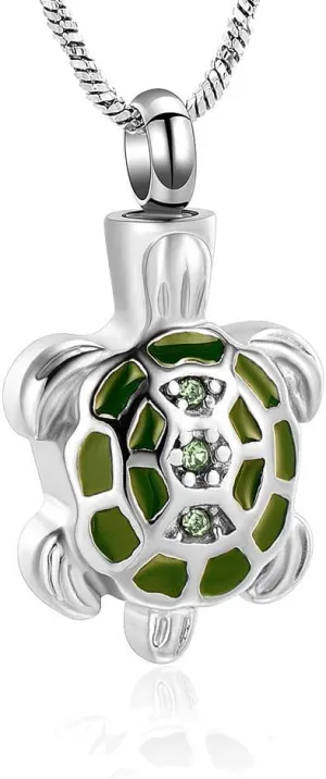 Yinplsmemory Cremation Jewelry for Ashes Turtle Urn Necklace for Ashes Keepsake Holder Memorial Jewelry for Women/Men
