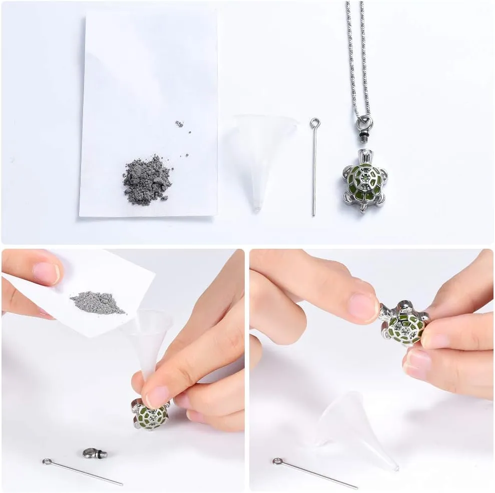 Yinplsmemory Cremation Jewelry for Ashes Turtle Urn Necklace for Ashes Keepsake Holder Memorial Jewelry for Women/Men