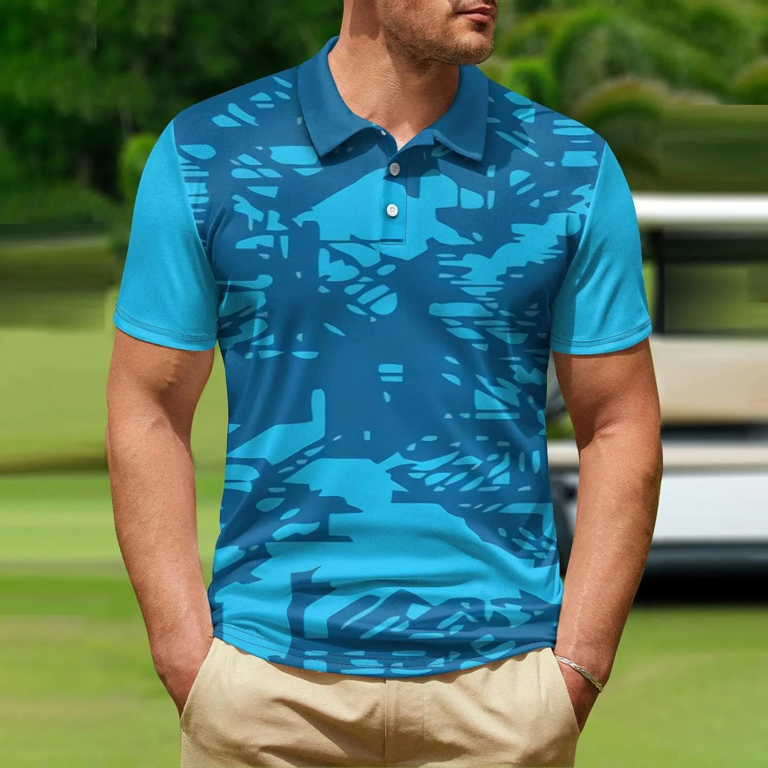 Ymosrh Men's Graphic Polo Shirts Short Sleeve Casual Business T Shirts Lightweight Golf Shirts, M-5XL
