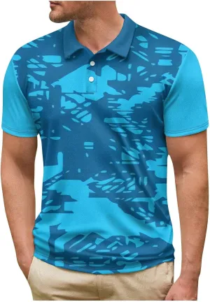 Ymosrh Men's Graphic Polo Shirts Short Sleeve Casual Business T Shirts Lightweight Golf Shirts, M-5XL