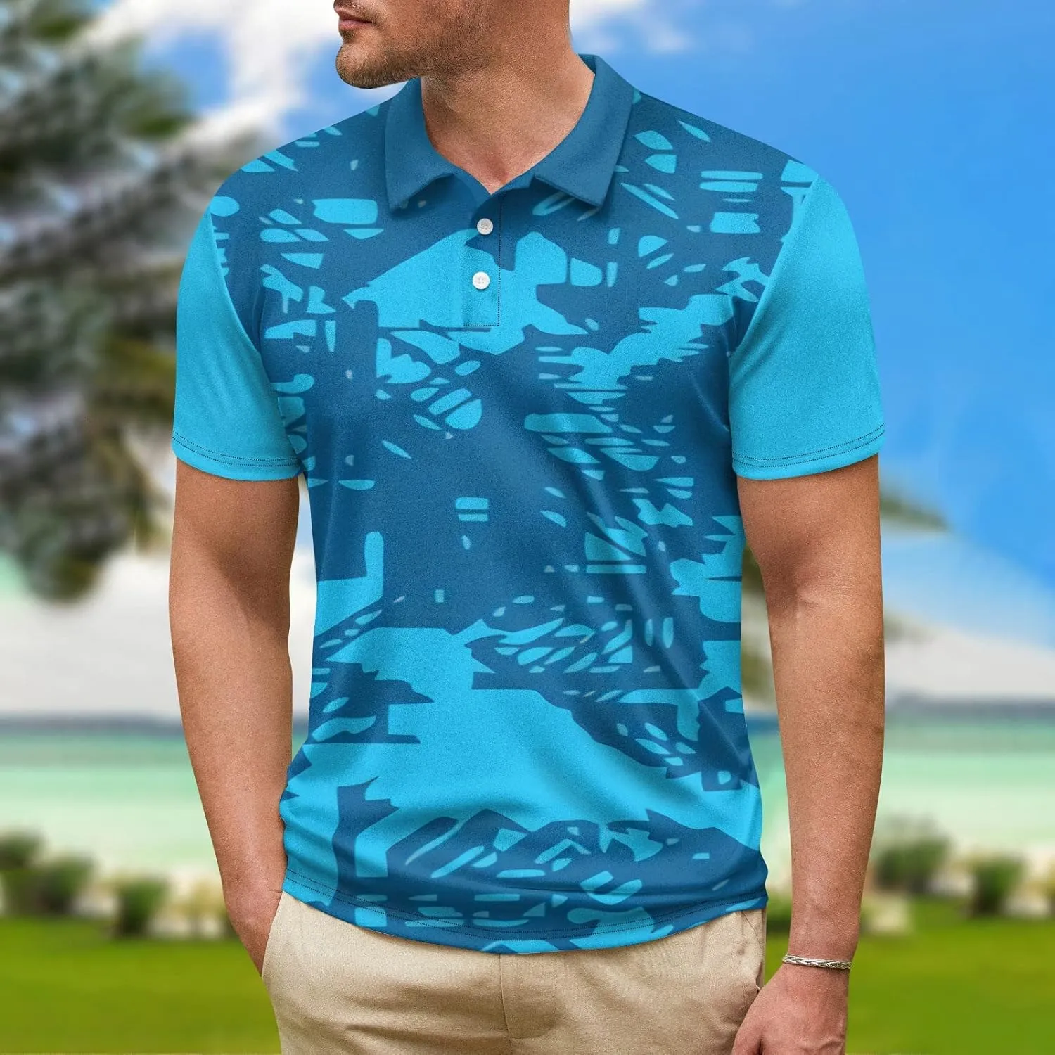 Ymosrh Men's Graphic Polo Shirts Short Sleeve Casual Business T Shirts Lightweight Golf Shirts, M-5XL