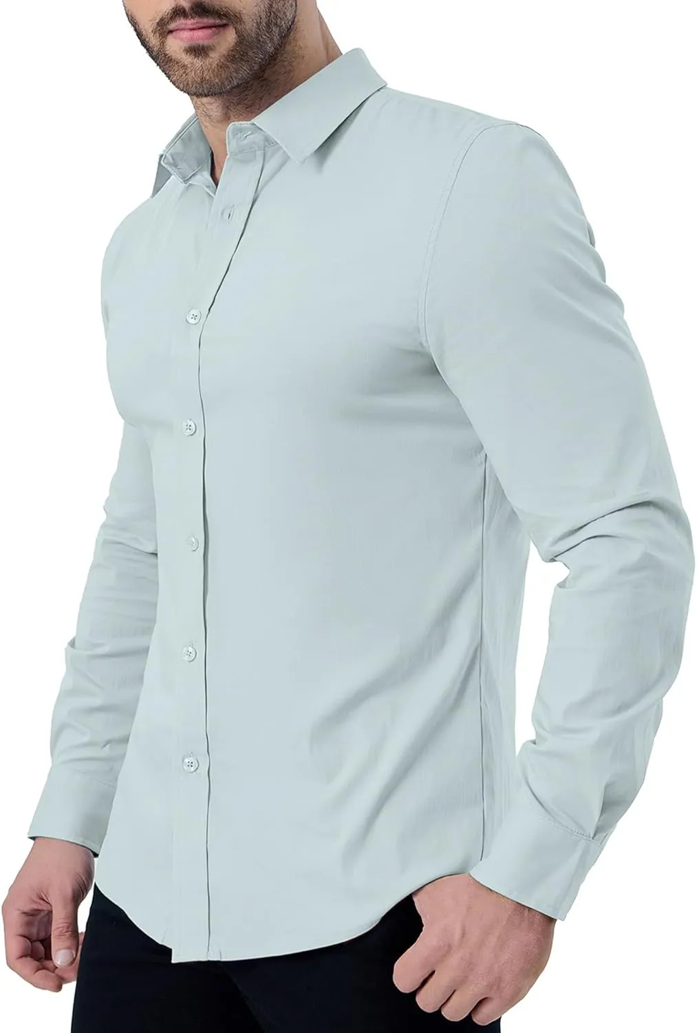 ZAFUL Mens Dress Shirts Slim Fit Button Down Long Sleeve Stretch Collared Shirt Cotton Wrinkle Free Button Up Mens Tops