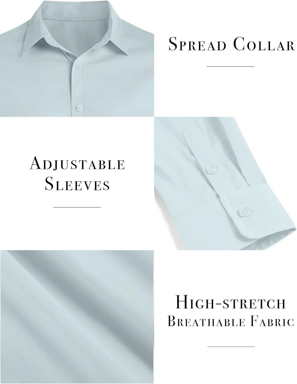 ZAFUL Mens Dress Shirts Slim Fit Button Down Long Sleeve Stretch Collared Shirt Cotton Wrinkle Free Button Up Mens Tops