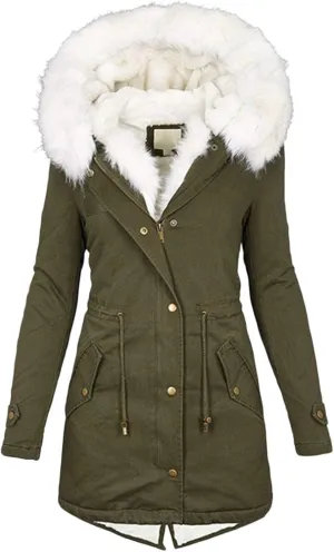 ZBYY Women's Winter Thicken Parka Jacket Warm Fleece Faux Fur Line Down Coats with Pockets Outerwear Coat for Women