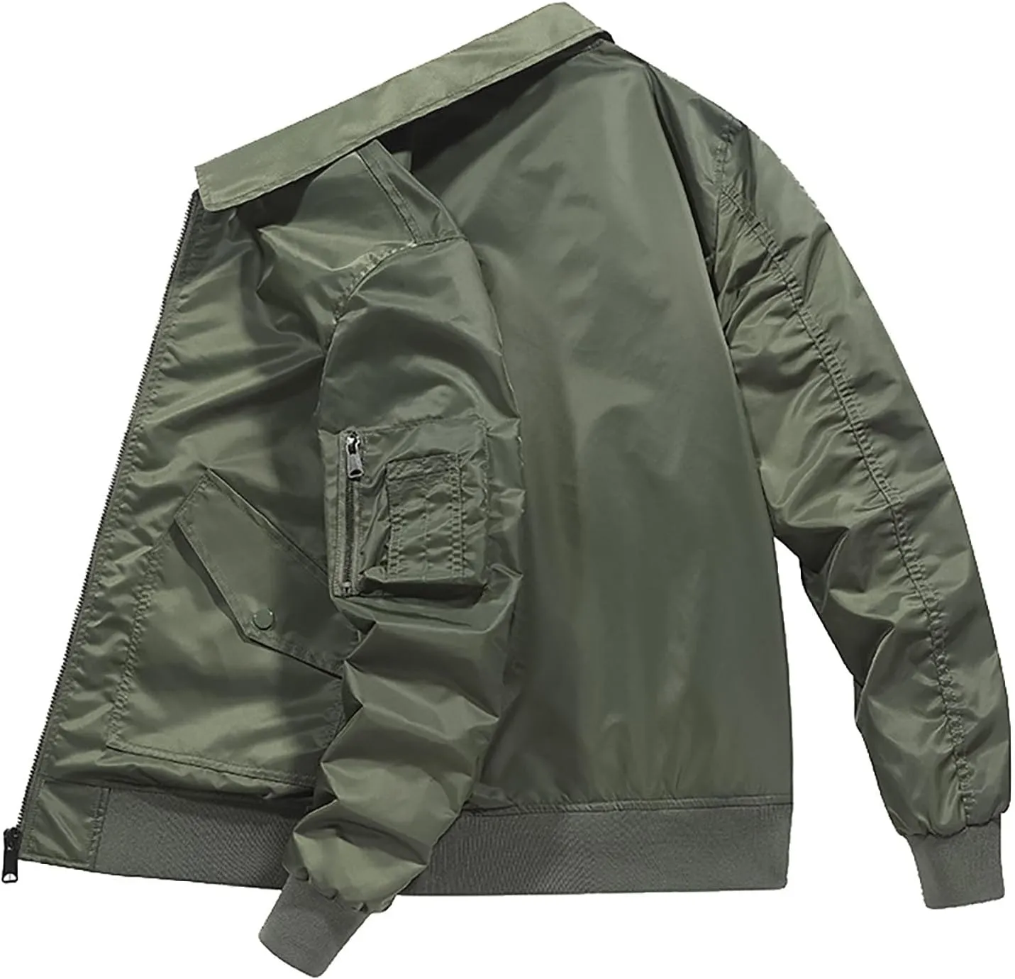 Zip Thin Windbreaker Jacket Men Solid Color Lightweight Lapel Jacket Long Sleeve Coat for Outdoor Hiking Traveling