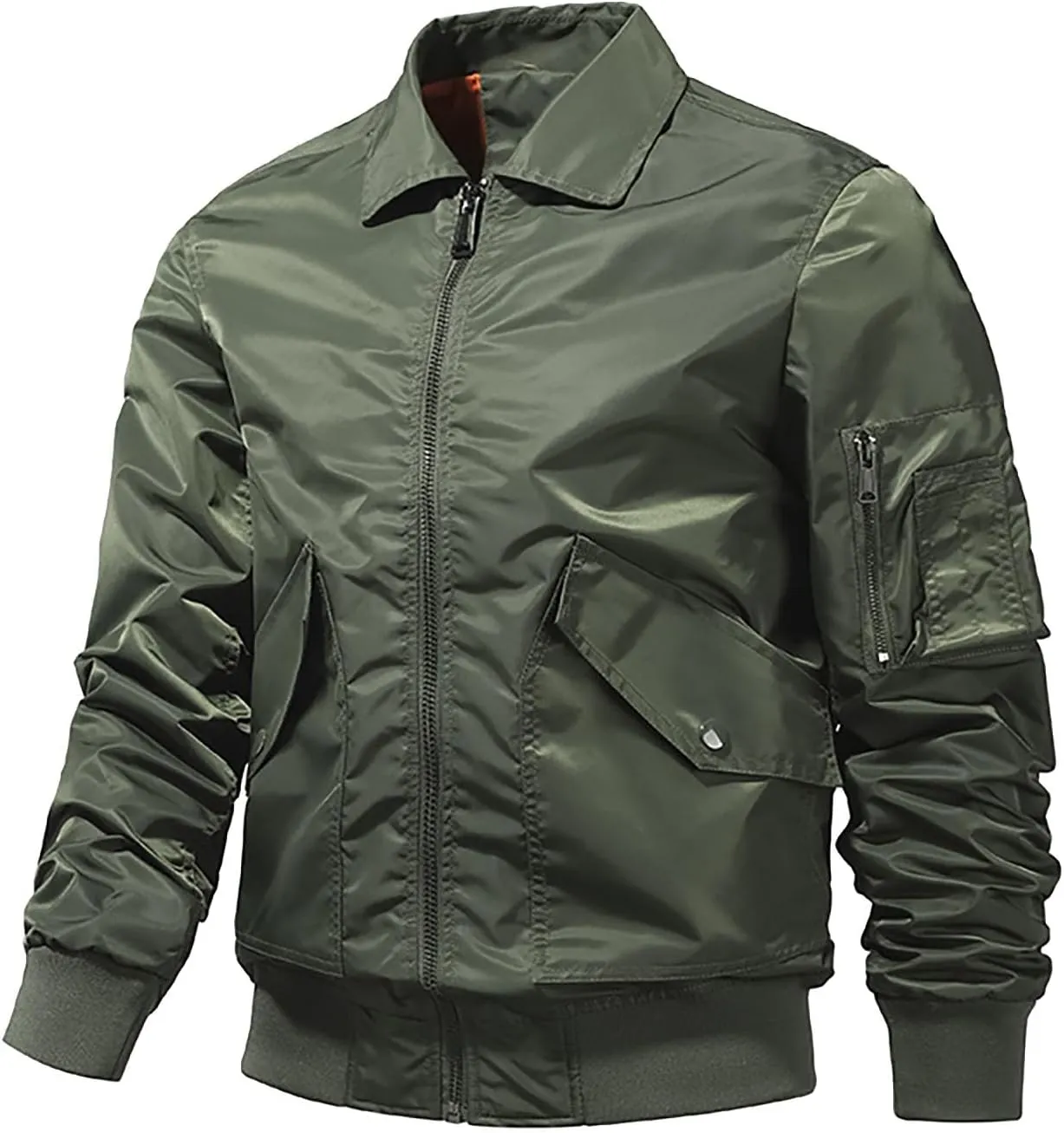 Zip Thin Windbreaker Jacket Men Solid Color Lightweight Lapel Jacket Long Sleeve Coat for Outdoor Hiking Traveling